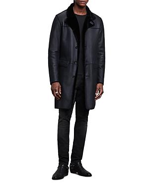 John Varvatos Collection Asymmetrical Button Front Regular Fit Shearling Coat