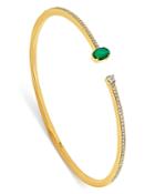 Hueb 18k Yellow Gold Spectrum Emerald & Diamond Cuff Bracelet