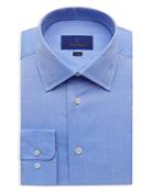 David Donahue Cotton Textured Trim Fit Dress Shirt
