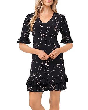 Cece Cascading Florets Ruffle Dress
