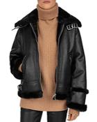 The Kooples Faux-leather & Faux-fur Jacket