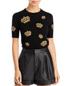 Alice And Olivia Ciara Embroidered Crown Top