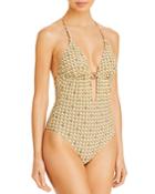 Tory Burch Printed Ring Detail One Piece Swimsuit