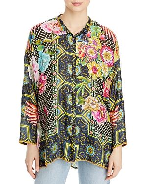 Johnny Was Fagan Josie Silk Button Down Top