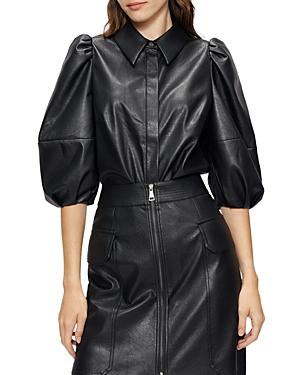 Ted Baker Prins Puff Sleeve Faux Leather Shirt
