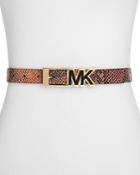 Michael Michael Kors Contrast Inlay Mk Snake-embossed Belt