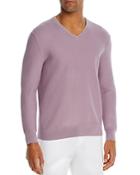 The Men's Store At Bloomingdale's Cotton Tipped Textured Birdseye Classic Fit V-neck Sweater - 100% Exclusive
