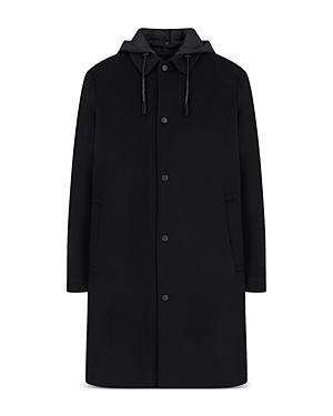 Emporio Armani Hooded Mixed Media Trench Coat