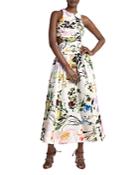 Aje Introspect Floral Print Open Back Dress