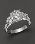 Diamond Round Cut Engagement Ring With Side Clusters In 14k White Gold, 1.15 Ct. T.w.