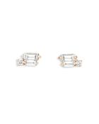 Suzanne Kalan 18k Rose Gold Fireworks Baguette & Diamond Cluster Stud Earrings