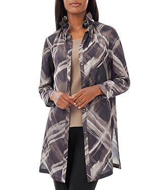 Misook Printed Crepe De Chine Jacket