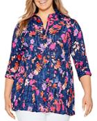 Nic And Glow Plus Glowing Blossoms Cotton Crinkle Shirt