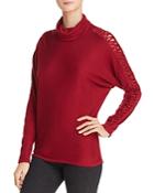 Ella Moss Crisscross Open-knit-sleeve Turtleneck Sweater