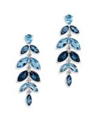 Bloomingdale's Blue Topaz & Diamond Statement Drop Earrings In 14k White Gold - 100% Exclusive