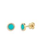Moon & Meadow 14k Yellow Gold Turquoise & Diamond Halo Stud Earrings - 100% Exclusive