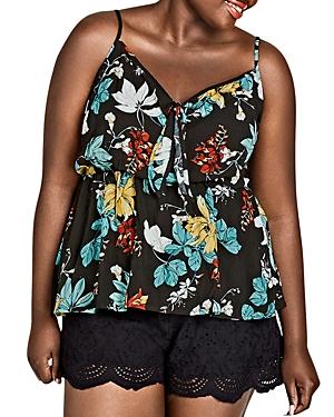 City Chic Plus Sleeveless Tropical Floral Top