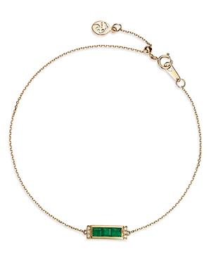 Bloomingdale's Emerald & Diamond Accent Chain Bracelet In 14k Yellow Gold - 100% Exclusive