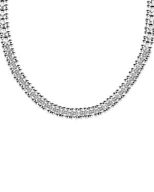 Lagos Sterling Silver Caviar Spark Diamond Collar Necklace, 18