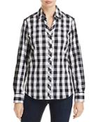 Foxcroft Mary Check Print Textured Blouse