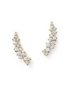 Small Diamond Scatter Ear Climbers In 14k Yellow Gold, .30 Ct. T.w.