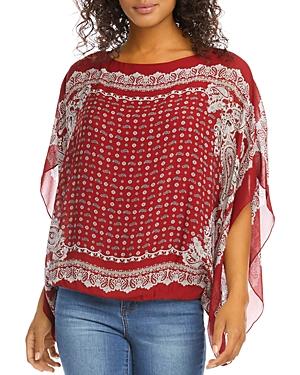 Karen Kane Boatneck Chiffon Scarf Print Top
