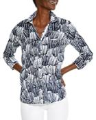 Nic And Zoe Indigo Shells Button Down Shirt