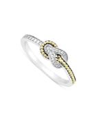 Lagos 18k Yellow Gold & Sterling Silver Newport Diamond Knot Petite Ring