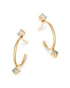 Zoe Chicco 14k Yellow Gold Round & Princess Diamond Bezel Thin Huggie Earrings