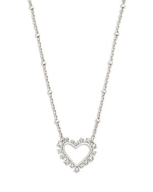 Kendra Scott Ari Crystal Heart Adjustable Pendant Necklace In Rhodium Plated, 19