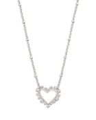 Kendra Scott Ari Crystal Heart Adjustable Pendant Necklace In Rhodium Plated, 19