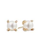 David Yurman 18k Yellow Gold Solari Stud Earrings With Cultured Freshwater Pearls & Diamonds
