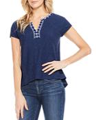 Vince Camuto Embroidered High/low Tee