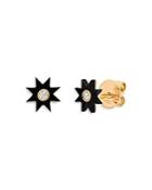 Colette Jewelry 18k Yellow Gold Galaxia Gray Diamond & Onyx Star Studs