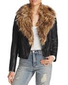 Free People Faux Leather Moto Jacket With Faux Fur Collar