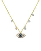 Meira T 14k White & Yellow Gold Multicolor Diamond & Seed Pearl Evil Eye Pendant Necklace, 18