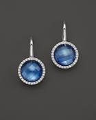 Roberto Coin 18k White Gold Fantasia Blue Topaz, Lapis And Mother-of-pearl Triplet Cocktail Earrings With Diamonds