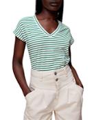 Whistles Willa Striped V Neck Tee