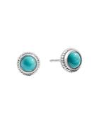 Shinola Sterling Silver Coin Edge Turquoise Stud Earrings