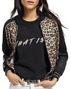 The Kooples Satin Leopard Print Zip Jacket