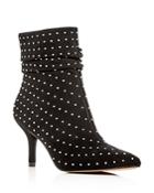 Vince Camuto Women's Abriannie Pointed Toe Studded Suede Mid-heel Booties