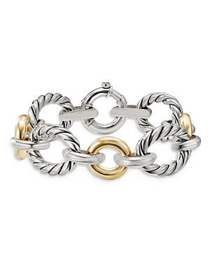 David Yurman Sterling Silver And 18k Yellow Gold Cable And Smooth Link Bracelet