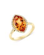 Bloomingdale's Citrine Marquis Cut & Diamond Halo Ring In 14k Yellow Gold - 100% Exclusive