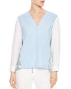 Sandro Aria Color-blocked Lace-inset Top