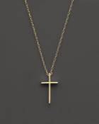 14k Yellow Gold Small Cross Pendant Necklace, 18