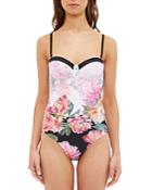 Ted Baker Adanna Painted Posie Underwire One-piece Swimsuit