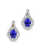 Bloomingdale's Tanzanite, Champagne & Brown Diamond Leverback Earrings In 14k White Gold - 100% Exclusive