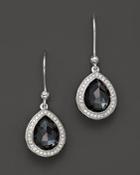 Ippolita Stella Teardrop Earrings In Hematite Doublet With Diamonds In Sterling Silver