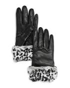 Bloomingdale's Fancy Leather & Faux Fur Gloves