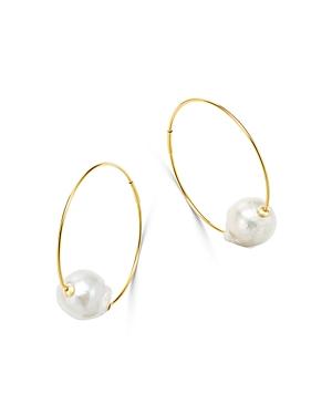 Bloomingdale's Baroque Pearl Hoop Earrings In 14k Yellow Gold - 100% Exclusive